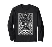 Chat Tarot Gothique Occulte Rose Crânes Art Lune Femmes Filles Manche Longue
