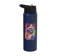 Chat Tonkinois Portrait De Chat Coloré Stainless Steel Insulated Water Bottle