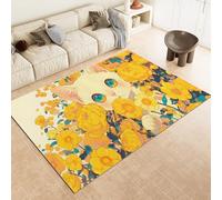 Chat Tournesol Fleurs Tapis 60x90cm Style Mignon Pour Les Enfants Antidérapant poils bas Moquettes Sol Décoration Durable Doux Machine Lavable Grand Tapis pour Chambre salon Balcon Couloir 15y8