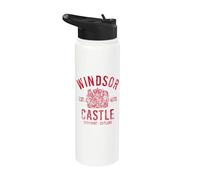 Château de Windsor Est. 1070 Berkshire, Angleterre, impression rouge vieillie Stainless Steel Insulated Water Bottle