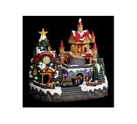 Château Père-Noël avec sapin lumineux + train animé