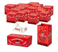 Chatonshen Coffret Cadeau 12 Pièces, Boîte à Enveloppes de Remise de Diplômes, Tirelire à Effet -up Automatique, En Papier avec Compartiments pour Mini Cartes, Rouge 16
