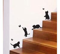 Chats Jouant Catching Butterflies Home Vinyl Wall Sticker Décor Decal Mural Kitchen Animaux Papier Peint décoration Enfants Chambre