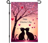Chats Sous L'Arbre En Forme De Cœur Art Drapeau De Jardin 30X45Cm Bannière Suspendre Double Face Drapeau Pour Ferme Fêtes Chambres