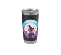 Chats violets thème Halloween chapeau de sorcière chaudron Gobelet isotherme en acier inoxydable double paroi