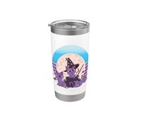 Chats violets thème Halloween chapeau de sorcière chaudron Gobelet isotherme en acier inoxydable double paroi