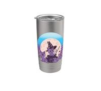 Chats violets thème Halloween chapeau de sorcière chaudron Gobelet isotherme en acier inoxydable double paroi