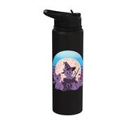 Chats violets thème Halloween chapeau de sorcière chaudron Stainless Steel Insulated Water Bottle