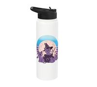 Chats violets thème Halloween chapeau de sorcière chaudron Stainless Steel Insulated Water Bottle