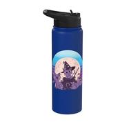 Chats violets thème Halloween chapeau de sorcière chaudron Stainless Steel Insulated Water Bottle