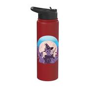 Chats violets thème Halloween chapeau de sorcière chaudron Stainless Steel Insulated Water Bottle