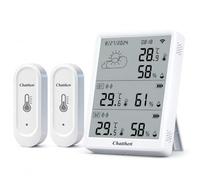 Chatthen Thermomètre Connecté WiFi avec 2 Capteurs Température Humidité | Intérieur Extérieur, Application Mobile, Écran LCD, Surveillance à Distance, Capteurs Sans Fil