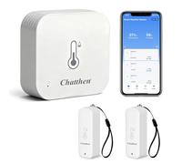 Chatthen Thermomètre Connecté, WiFi Hygrometre Interieur Thermomètre Extérieur, Portée de 150m, Exportation de Données et étalonnage Gratuits, 2 Capteurs et 1 Station de Base, Compatibles Avec Alexa