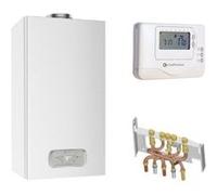 Chaudière Gaz BasNox Inoa Nox Chaffoteaux 24 kW / VMC Complète (Douilles + Dosseret) avec Thermostat Filaire Gris G