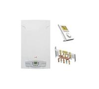 Chaudière Gaz BasNox Luna ST Blue Compact 2.24 Chappée 24 kW / Cheminée Complète (Douilles + Dosseret) avec Thermostat Filaire Gris G
