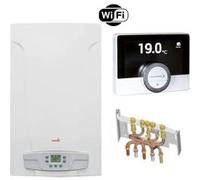Chaudière Gaz BasNox Luna ST Blue Compact 2.24 Chappée 24 kW / VMC Complète (Douilles + Dosseret) avec Thermostat Connecté