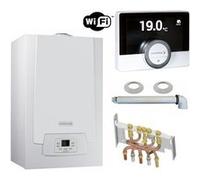 Chaudière Gaz Condensation MPX MI Slim De Dietrich 33 kW Complète (DOSSERET + DOUILLES + VENTOUSE) avec thermostat connecté Gris G