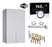Chaudière Gaz Condensation Urbia Green Chaffoteaux 25 kW Complète (Ventouse + Douilles + Dosseret) avec Thermostat Connecté Gris G