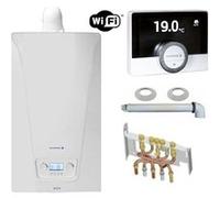 Chaudière Gaz Murale Condensation Accea Chappée 35 kW Complète (Ventouse + Douilles + Dosseret) avec Thermostat Connecté Blanc G