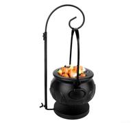 Chaudron de sorcière Halloween 35 x 15 cm en plastique noir avec support | Grande capacité pour de nombreux bonbons, facile à installer pour l'intérieur et l'extérieur, polypropylène robuste