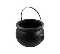 Chaudron de Sorcière Noir Halloween, Seau Décoratif en Plastique, 20cm | Style Rétro Gothique, Plastique Aspect Fonte, Grande Capacité, Poignée Mobile, Accessoire Soirée à Thème, Déco Maison Hantée.
