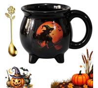 Chaudron de Sorcière Tasse Céramique Halloween Décoration Citrouille | Chaudron de sorcière et citrouille en céramique, décoration d'Halloween et d'automne, for décoration de table café(A)