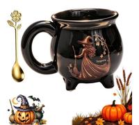 Chaudron de Sorcière Tasse Céramique Halloween Décoration Citrouille | Chaudron de sorcière et citrouille en céramique, décoration d'Halloween et d'automne, for décoration de table café(B)