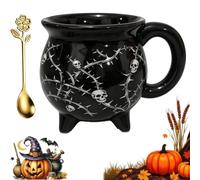 Chaudron de Sorcière Tasse Céramique Halloween Décoration Citrouille | Chaudron de sorcière et citrouille en céramique, décoration d'Halloween et d'automne, for décoration de table café(D)
