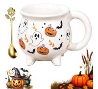 Chaudron de Sorcière Tasse Céramique Halloween Décoration Citrouille | Chaudron de sorcière et citrouille en céramique, décoration d'Halloween et d'automne, for décoration de table café(F)