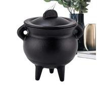 Chaudron De Sorcières Brûleur D'Encens Décoratif Halloween Noir Vintage | Chaudron En Fonte Avec Couvercle Adapté Pour Table, Bureau, Manteau De Cheminée, Rebord De Fenêtre, Salon Et Méditation