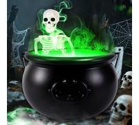 Chaudron d'Halloween avec effet lumineux et brume