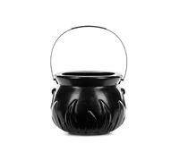 Chaudron d'Halloween - Chaudron de sorcière en plastique noir - Environ 18 x 13,5 cm - Décoration et récipient à bonbons pour Halloween