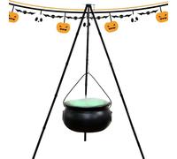 Chaudron D'Halloween Décoration De Seau À Bonbons Avec Trépied Et Guirlande