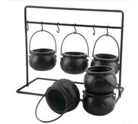 Chaudron d'Halloween pour en Plastique pour robuste pour Extérieur(6) | Plastique pour durable, mat, résistant pluie et vent, pour idéal jardin, terrasse, entrée spook