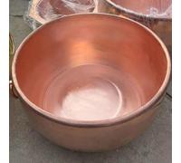 Chaudron en cuivre épais martelé à la main, pot laiton massif de qualité commerciale avec poignées renforcées double oreille, bouilloire métal pur paroi très