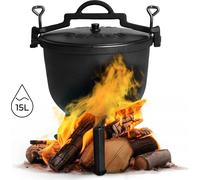 Chaudron en fonte sur pied 15L, pot de chasse, cheminée, grill MultiGarden