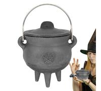 Chaudron noir - Chaudron en fonte avec couvercle et poignée,Accessoire de décoration de chaudron de sorcière de magicien, bol de bonbons d'Halloween pour les décorations d'Halloween ou la combustion d