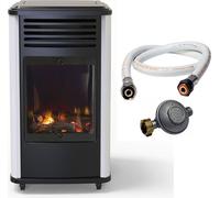 Chauffage à gaz 3.4 KW mobile Effet feu Blanc et Noir + Tuyau gaz + Détendeur butane Manhattan Sahara