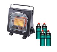 Chauffage à gaz portable 1700W Céramique + 4 Cartouches de gaz Thermocouple ODS Camping Pêche INTEC