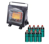 Chauffage à gaz portable 1700W Céramique + 8 Cartouches gaz Allumage Piezo Thermocouple ODS Camping Pêche INTEC