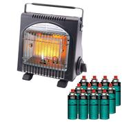Chauffage à Gaz Portable 1700W Fuego + 12 Cartouches Butane EN417 Piezo HSC ODS Anti-Basculement INTEC