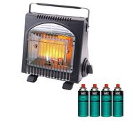 Chauffage à Gaz Portable 1700W Fuego + 4 Cartouches Butane EN417 Piezo HSC ODS Anti-Basculement INTEC
