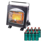 Chauffage à Gaz Portable 1700W Fuego + 8 Cartouches Butane EN417 Piezo HSC ODS Anti-Basculement INTEC