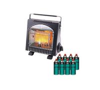 Chauffage à Gaz Portable Fuego 1700W + 8 Cartouches Butane Anti-Basculement ODS
