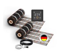 Chauffage au sol électrique pour carrelage : tapis chauffant à deux fils WARMON CLASSIC 150 W/m² avec thermostat avec capteur de sol, thermostat : TS 500 WiFi noir, taille du tapis : 22 m² - 2 pièces