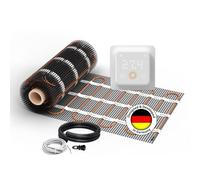 Chauffage au sol électrique pour carrelage : tapis chauffant à deux fils WARMON CLASSIC 150 W/m² avec thermostat avec capteur de sol, thermostat : TS 500 WiFi blanc, taille du tapis : 12 m²