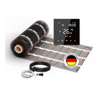 Chauffage au sol électrique pour carrelage : tapis chauffant WARMON CLASSIC LIGHT 100 W/m² avec thermostat WiFi intelligent TS 300, thermostat : TS 300 WiFi noir, dimensions du tapis : 5 m²