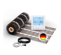 Chauffage au sol électrique pour carrelage : tapis chauffant WARMON Ultra 200 W/m² avec thermostat numérique TS 50 blanc, dimensions du tapis : 10 m²