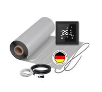 Chauffage au sol électrique pour stratifié : tapis chauffant en aluminium à deux conducteurs WARMON ALU 150 W/m² pour sol flottant incl. thermostat, Thermostat :, Taille du tapis : 14 m² - 2 pcs (8+6