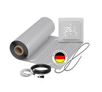 Chauffage au sol électrique pour stratifié : tapis chauffant en aluminium à deux fils WARMON ALU 150 W/m² pour sol flottant avec thermostat, thermostat :, taille du tapis : 2,5 m²
